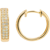 14K Yellow Gold Huggie Earrings with 0.50 Carat Total Diamond Weight - Pavé Set