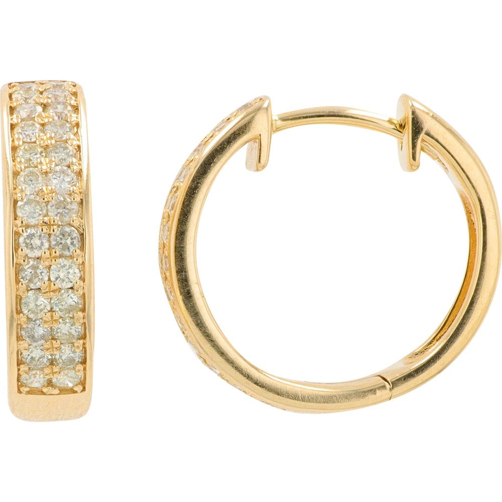 14K Yellow Gold Huggie Earrings with 0.50 Carat Total Diamond Weight - Pavé Set
