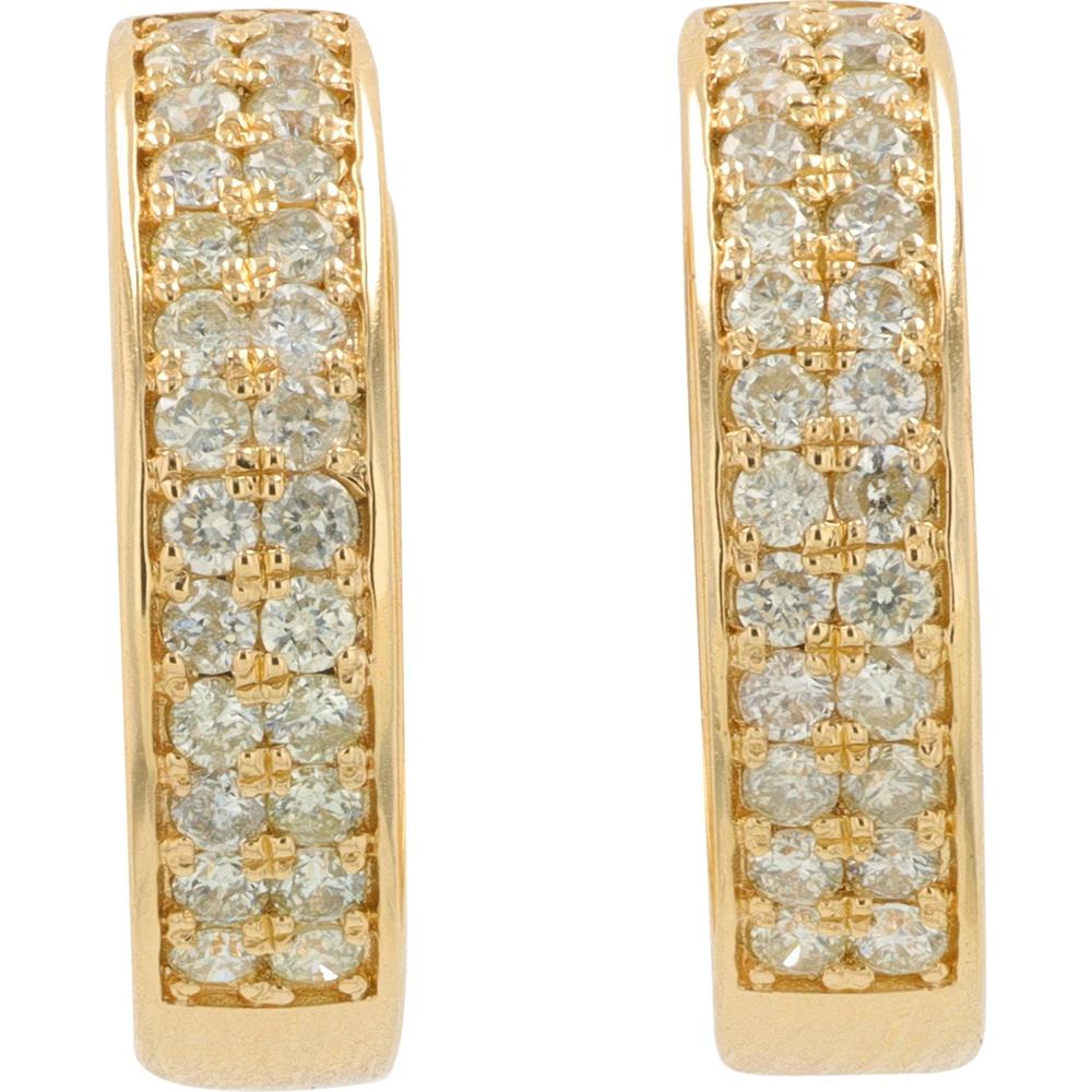 14K Yellow Gold Huggie Earrings with 0.50 Carat Total Diamond Weight - Pavé Set