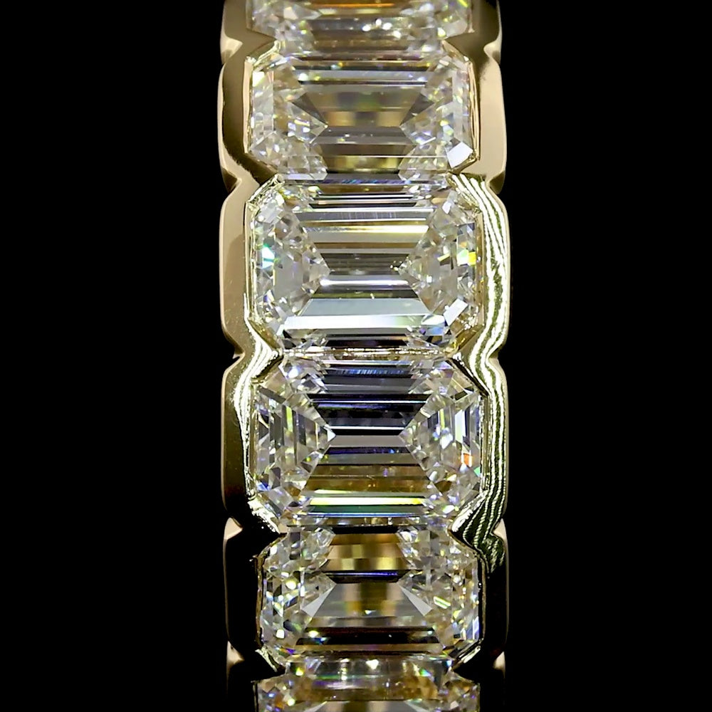 14K Yellow Gold Huggie Earrings with 12 Half Bezel Set Emerald Cut Lab Diamonds - 2.05 Carat Total Diamond Weight - Covaloro Fine Jewelry