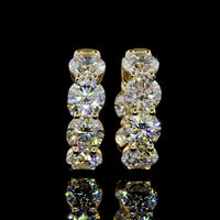 14K Yellow Gold Huggie Earrings with 12 Round Brilliant Cut Lab Diamonds - 5.00 Carat Total Weight, E-F Color VS Clarity - Covaloro Fine Jewelry