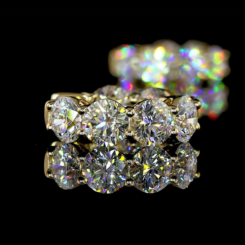 14K Yellow Gold Huggie Earrings with 12 Round Brilliant Cut Lab Diamonds - 5.00 Carat Total Weight, E-F Color VS Clarity - Covaloro Fine Jewelry