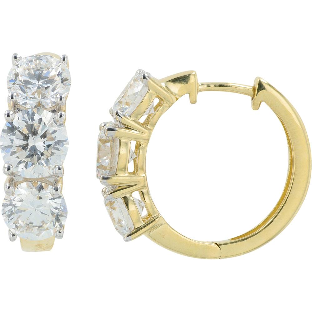 14K Yellow Gold Huggie Earrings with 5 Lab Grown Diamonds - 5.00 Carat Total Diamond Weight