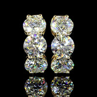 14K Yellow Gold Huggie Earrings with 6 Brilliant Round Lab-Grown Diamonds - 4.46 Carat Total Diamond Weight - Covaloro Fine Jewelry