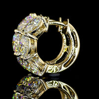 14K Yellow Gold Huggie Earrings with 6 Brilliant Round Lab-Grown Diamonds - 4.46 Carat Total Diamond Weight - Covaloro Fine Jewelry