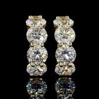 14K Yellow Gold Huggie Earrings with 8 Prong Set Round Lab Diamonds - 5.18 Carat Total Diamond Weight - Covaloro Fine Jewelry