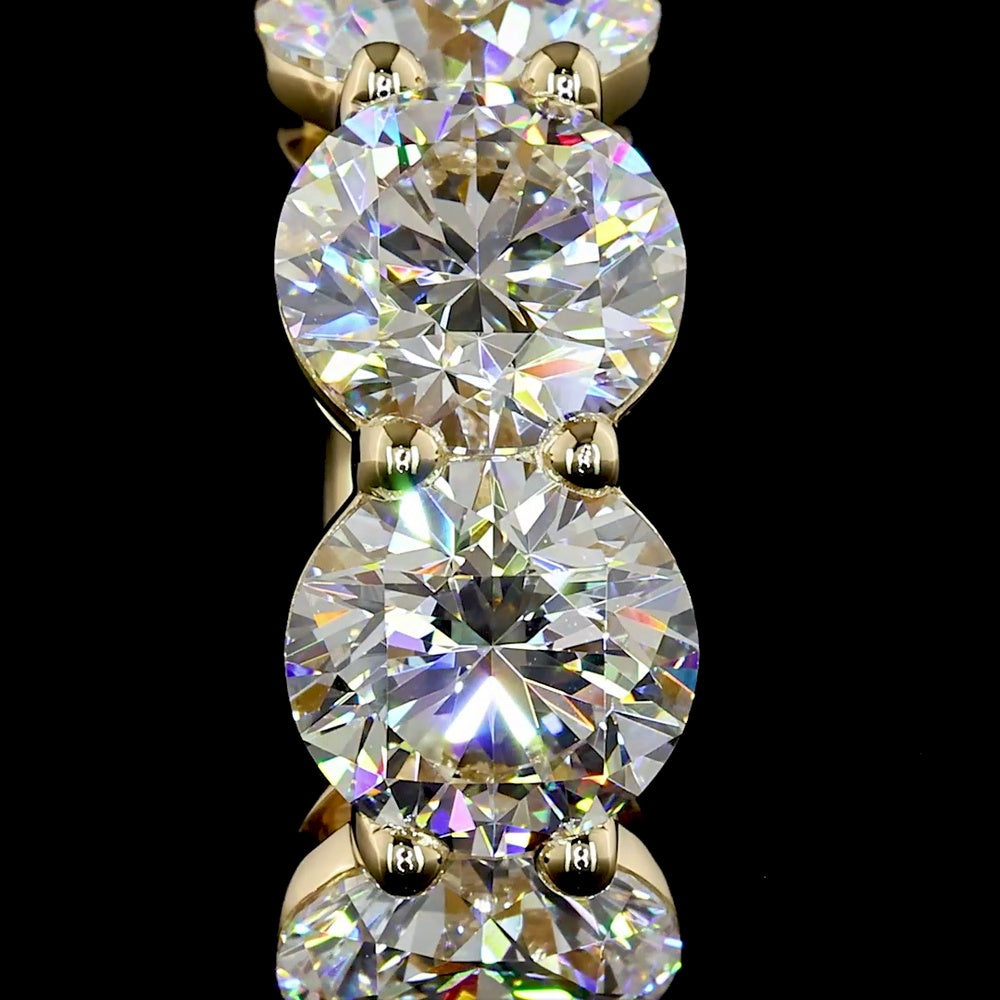 14K Yellow Gold Huggie Earrings with 8 Prong Set Round Lab Diamonds - 5.18 Carat Total Diamond Weight - Covaloro Fine Jewelry