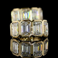 14K Yellow Gold Huggie Earrings with Bezel-Set Emerald Cut Lab Diamonds - 3.45 Carats Total Diamond Weight - Covaloro Fine Jewelry