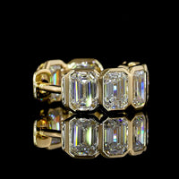 14K Yellow Gold Huggie Earrings with Bezel Set Emerald Cut Lab Diamonds - 4.18 Carat Total Diamond Weight - Covaloro Fine Jewelry