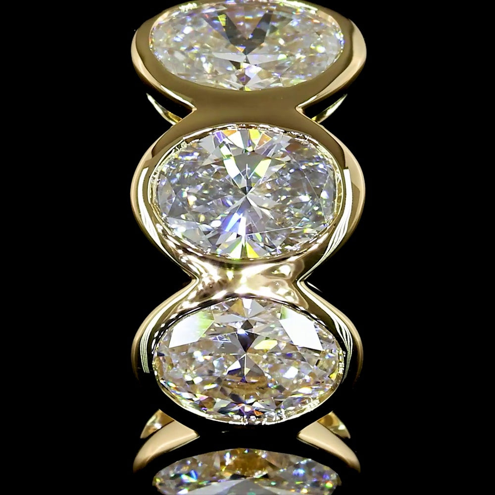 14K Yellow Gold Huggie Earrings with Bezel Set Oval Cut Lab Diamonds - 2.06 Carats Total Diamond Weight - Covaloro Fine Jewelry