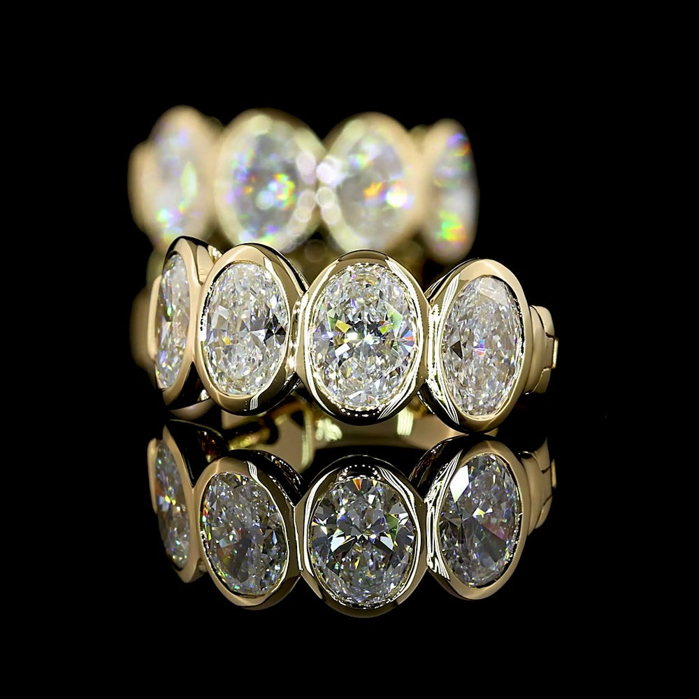 14K Yellow Gold Huggie Earrings with Bezel Set Oval Cut Lab Diamonds - 2.06 Carats Total Diamond Weight - Covaloro Fine Jewelry