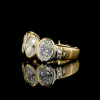 14K Yellow Gold Huggie Earrings with Bezel Set Oval Cut Lab Diamonds - 2.06 Carats Total Diamond Weight - Covaloro Fine Jewelry