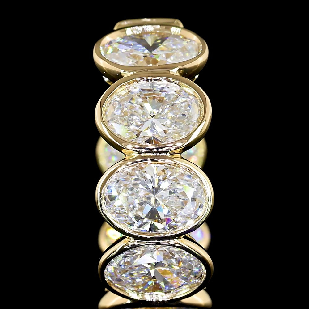 14K Yellow Gold Huggie Earrings with Bezel Set Oval Cut Lab Diamonds - 2.34 Carat Total Diamond Weight - Covaloro Fine Jewelry