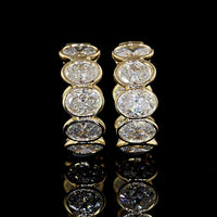 14K Yellow Gold Huggie Earrings with Bezel Set Oval Cut Lab Diamonds - 2.34 Carat Total Diamond Weight - Covaloro Fine Jewelry