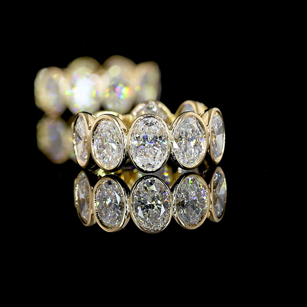 14K Yellow Gold Huggie Earrings with Bezel Set Oval Cut Lab Diamonds - 2.34 Carat Total Diamond Weight - Covaloro Fine Jewelry
