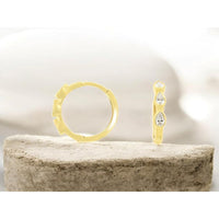 14K Yellow Gold Huggie Earrings with Bezel Set Pear Shaped Diamonds - 0.28 Carat Total Diamond Weight - Royal Jewelry