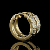 14K Yellow Gold Huggie Earrings with Bezel-Set Princess Cut Lab Diamonds - 0.91 Carat Total Diamond Weight - Covaloro Fine Jewelry