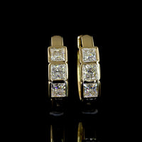 14K Yellow Gold Huggie Earrings with Bezel-Set Princess Cut Lab Diamonds - 0.91 Carat Total Diamond Weight - Covaloro Fine Jewelry