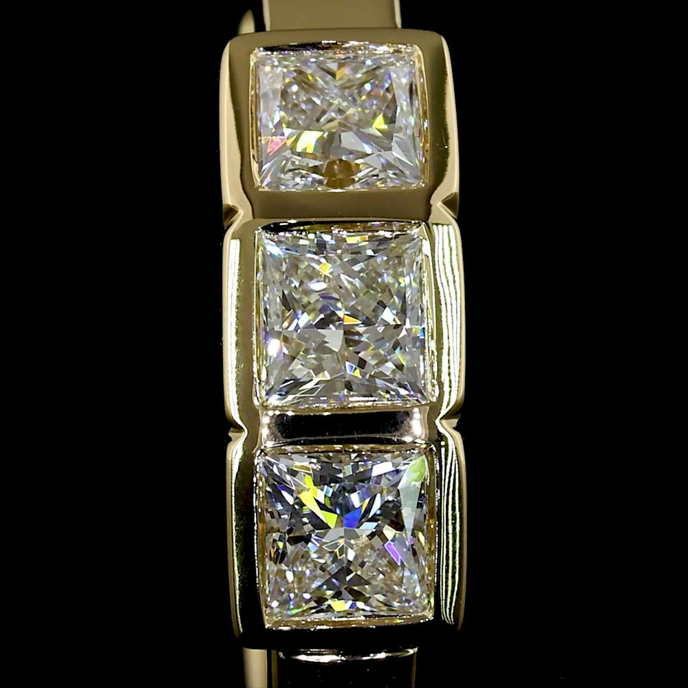 14K Yellow Gold Huggie Earrings with Bezel-Set Princess Cut Lab Diamonds - 0.91 Carat Total Diamond Weight - Covaloro Fine Jewelry