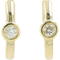 14K Yellow Gold Huggie Earrings with Bezel-Set Round Diamonds - 0.10 Carat Total Diamond Weight