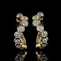 14K Yellow Gold Huggie Earrings with Bezel Set Round Lab Diamonds - 1.00 Carats Total Diamond Weight, E-F VS Clarity - Covaloro Fine Jewelry