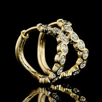 14K Yellow Gold Huggie Earrings with Bezel Set Round Lab Diamonds - 1.00 Carats Total Diamond Weight, E-F VS Clarity - Covaloro Fine Jewelry