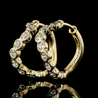 14K Yellow Gold Huggie Earrings with Bezel Set Round Lab Diamonds - 1.00 Carats Total Diamond Weight, E-F VS Clarity - Covaloro Fine Jewelry