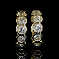 14K Yellow Gold Huggie Earrings with Bezel Set Round Lab Diamonds - 1.92 Carat Total Diamond Weight - Covaloro Fine Jewelry