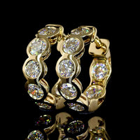 14K Yellow Gold Huggie Earrings with Bezel Set Round Lab Diamonds - 1.92 Carat Total Diamond Weight - Covaloro Fine Jewelry