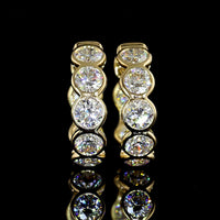 14K Yellow Gold Huggie Earrings with Bezel-Set Round Lab Diamonds - 2.01 Carat Total Diamond Weight - Covaloro Fine Jewelry