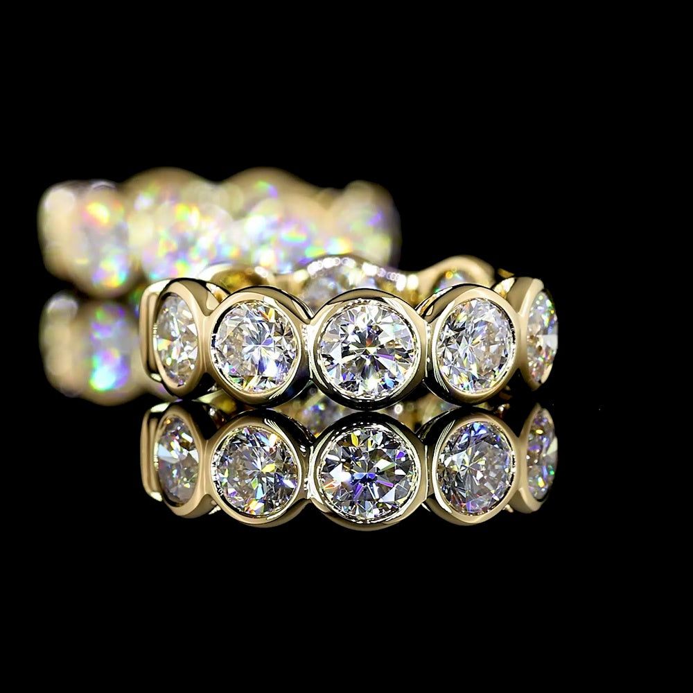 14K Yellow Gold Huggie Earrings with Bezel-Set Round Lab Diamonds - 2.01 Carat Total Diamond Weight - Covaloro Fine Jewelry