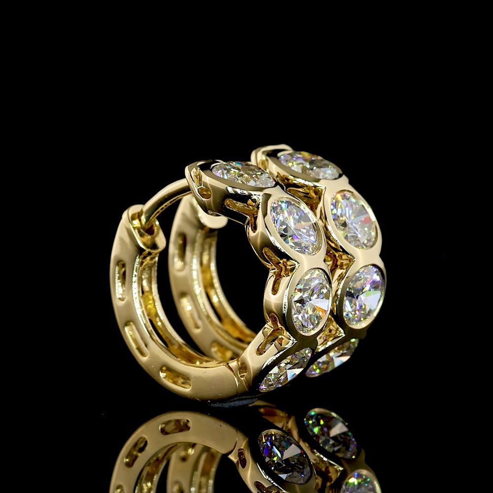 14K Yellow Gold Huggie Earrings with Bezel Set Round Lab Diamonds - 2.08 Carat Total Weight (E-F Color, VS2 Clarity) - Covaloro Fine Jewelry