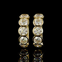 14K Yellow Gold Huggie Earrings with Bezel Set Round Lab Diamonds - 2.53 Carats Total Diamond Weight - Covaloro Fine Jewelry