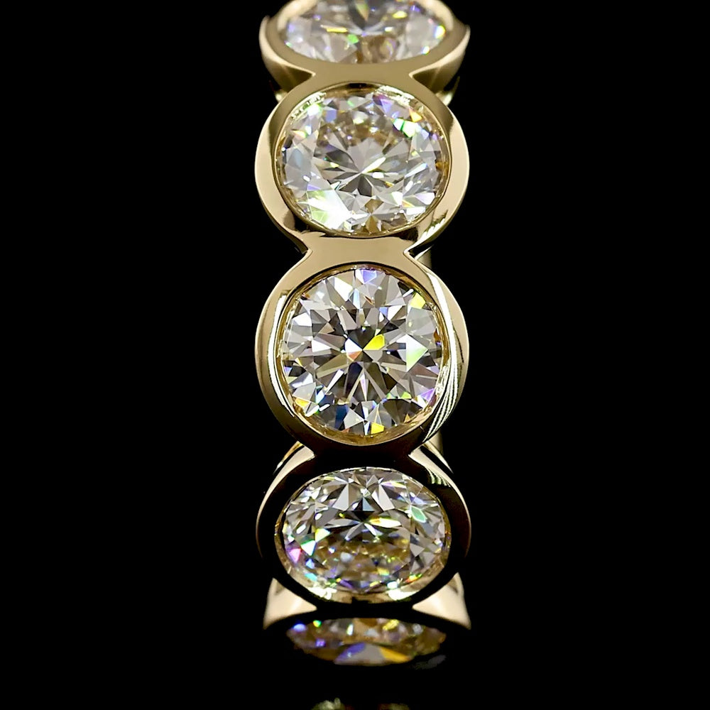 14K Yellow Gold Huggie Earrings with Bezel Set Round Lab Diamonds - 2.53 Carats Total Diamond Weight - Covaloro Fine Jewelry