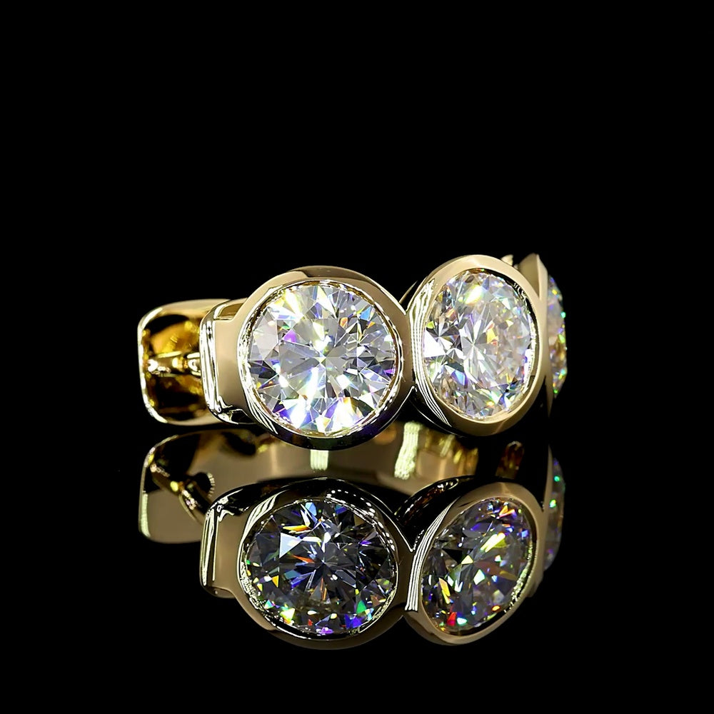 14K Yellow Gold Huggie Earrings with Bezel Set Round Lab Diamonds - 5.07 Carats Total Diamond Weight - Covaloro Fine Jewelry