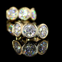 14K Yellow Gold Huggie Earrings with Bezel Set Round Lab Diamonds - 5.07 Carats Total Diamond Weight - Covaloro Fine Jewelry