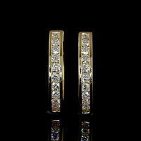 14K Yellow Gold Huggie Earrings with Channel Set Round Lab Grown Diamonds - 0.55 Carats Total Diamond Weight - Covaloro Fine Jewelry