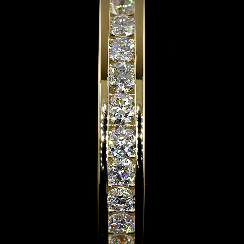 14K Yellow Gold Huggie Earrings with Channel Set Round Lab Grown Diamonds - 0.55 Carats Total Diamond Weight - Covaloro Fine Jewelry