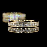 14K Yellow Gold Huggie Earrings with Channel Set Round Lab Grown Diamonds - 0.55 Carats Total Diamond Weight - Covaloro Fine Jewelry