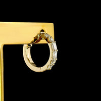 14K Yellow Gold Huggie Earrings with Emerald and Brilliant Cut Lab Diamonds - 0.82 Carat Total Diamond Weight - Covaloro Fine Jewelry