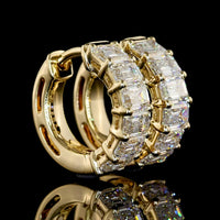 14K Yellow Gold Huggie Earrings with Emerald Cut Lab Diamonds - 12 Stones, 1.99 Carats Total Weight, E-F Color VS Clarity - Covaloro Fine Jewelry