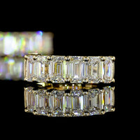 14K Yellow Gold Huggie Earrings with Emerald Cut Lab Diamonds - 12 Stones, 1.99 Carats Total Weight, E-F Color VS Clarity - Covaloro Fine Jewelry