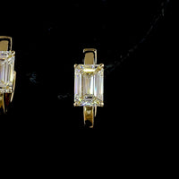 14K Yellow Gold Huggie Earrings with Emerald Cut Lab Diamonds - 2.08 Carat Total Diamond Weight, E-F Color VS1 Clarity - Covaloro Fine Jewelry