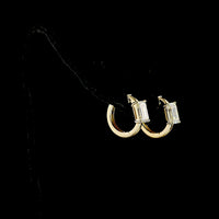 14K Yellow Gold Huggie Earrings with Emerald Cut Lab Diamonds - 2.08 Carat Total Diamond Weight, E-F Color VS1 Clarity - Covaloro Fine Jewelry