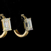14K Yellow Gold Huggie Earrings with Emerald Cut Lab Diamonds - 2.08 Carat Total Diamond Weight, E-F Color VS1 Clarity - Covaloro Fine Jewelry