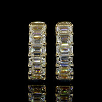 14K Yellow Gold Huggie Earrings with Emerald Cut Lab Diamonds - 3.04 Carat Total Weight, E-F Color, VS Clarity - Covaloro Fine Jewelry