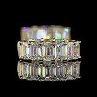 14K Yellow Gold Huggie Earrings with Emerald Cut Lab Diamonds - 3.04 Carat Total Weight, E-F Color, VS Clarity - Covaloro Fine Jewelry