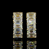 14K Yellow Gold Huggie Earrings with Emerald Cut Lab Diamonds - 5.06 Carat Total Weight, E-F Color, VS Clarity - Covaloro Fine Jewelry