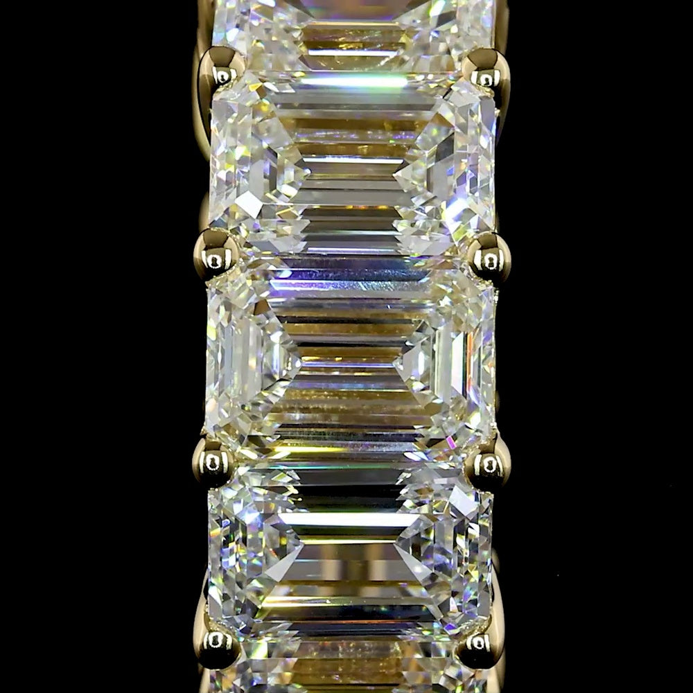 14K Yellow Gold Huggie Earrings with Emerald Cut Lab Diamonds - 5.06 Carat Total Weight, E-F Color, VS Clarity - Covaloro Fine Jewelry
