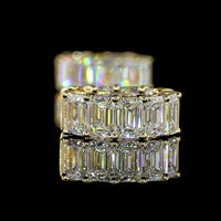 14K Yellow Gold Huggie Earrings with Emerald Cut Lab Diamonds - 5.06 Carat Total Weight, E-F Color, VS Clarity - Covaloro Fine Jewelry